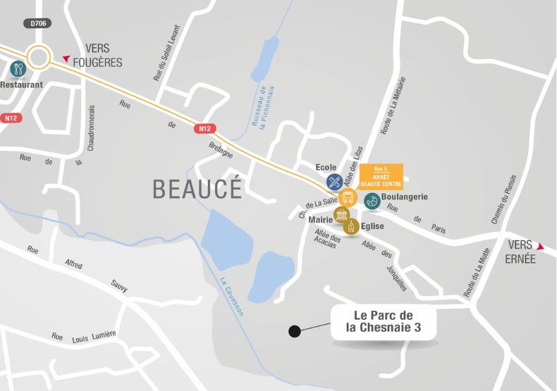 Terrain à construire - Le Parc de la Chesnaie – Tranche 3 à Beaucé (35) - Plan de situation - Lamotte Aménageur Lotisseur