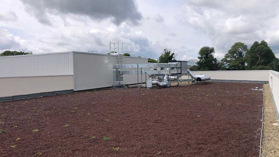 Bâtiment clé en main - Enedis à Lécousse (35) - Toiture végétalisée - Lamotte