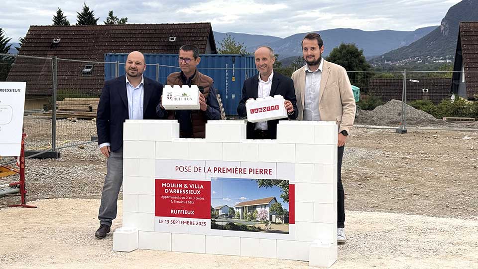 Programme immobilier mixte Moulin d'Arbessieux à Ruffieux (73) - Pose de la première pierre - Lamotte