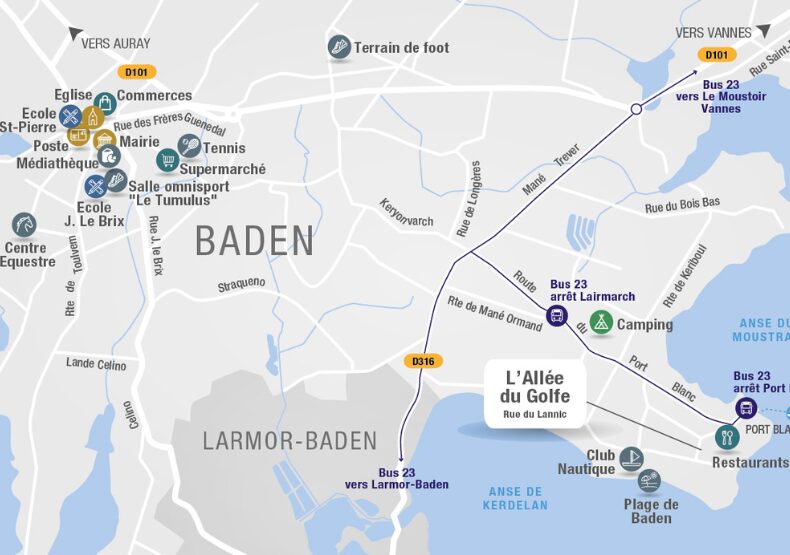 Terrain à construire - L'Allée du Golfe à Baden (56) - Plan de situation - Lamotte Aménageur Lotisseur