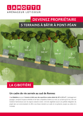 Terrain à construire - La Gibotière à Pont-Péan (35) - Plaquette commerciale - Lamotte Aménageur Lotisseur