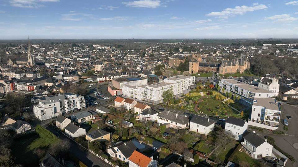 Châteaubriant en Loire-Atlantique (44) - Vue aérienne des Terrasses - Lamotte