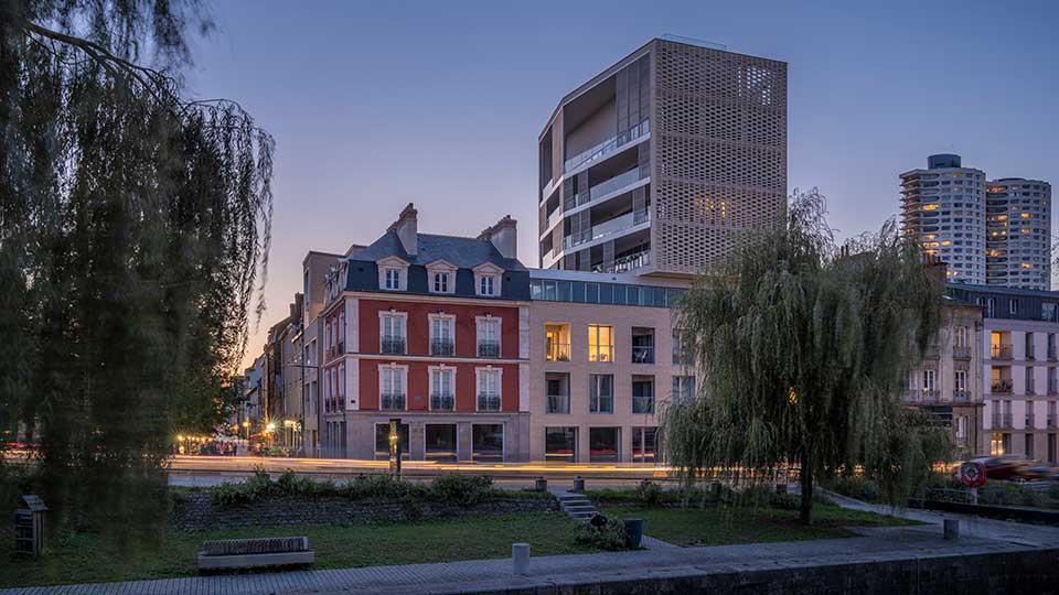 Programme immobilier neuf - Inside à Rennes (35) - Vue de nuit - Lamotte