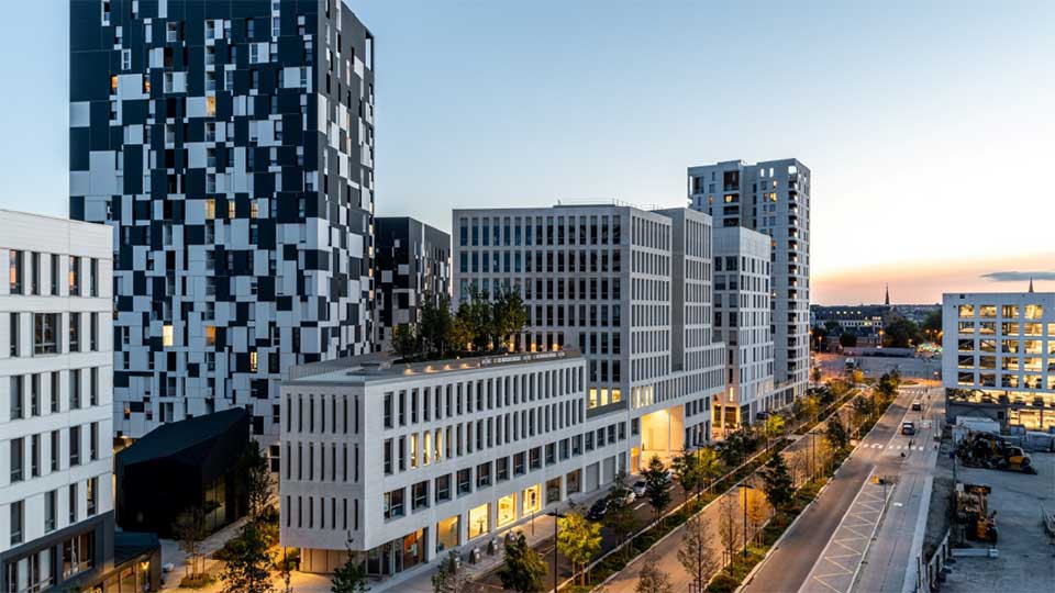 Programme immobilier tertiaire - Le Vendôme à Nantes (44) - Vue de nuit - Lamotte