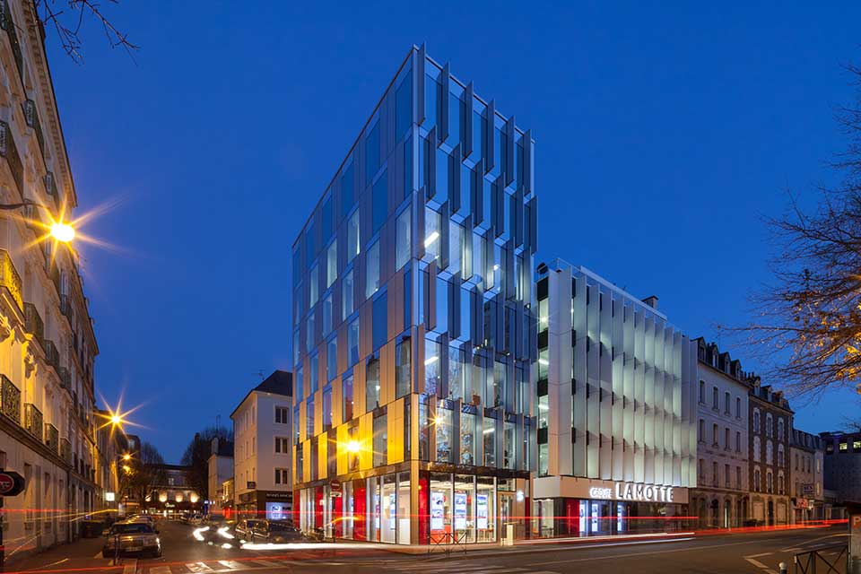 Programme immobilier tertiaire - Magenta à Rennes (35) - Vue de nuit - Lamotte