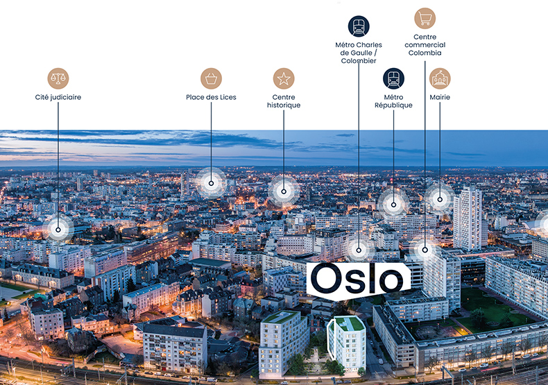 Programme immobilier neuf - OSLO Nue-propriété à Rennes (35) - Plan de situation - Lamotte
