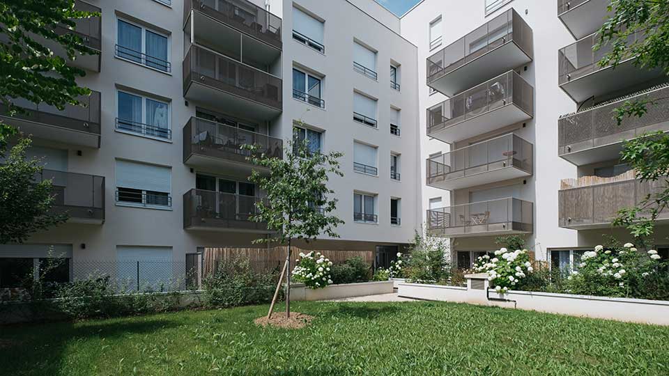 Programme immobilier neuf - Esprit B au Bourget (93) - Ilot paysager - Lamotte