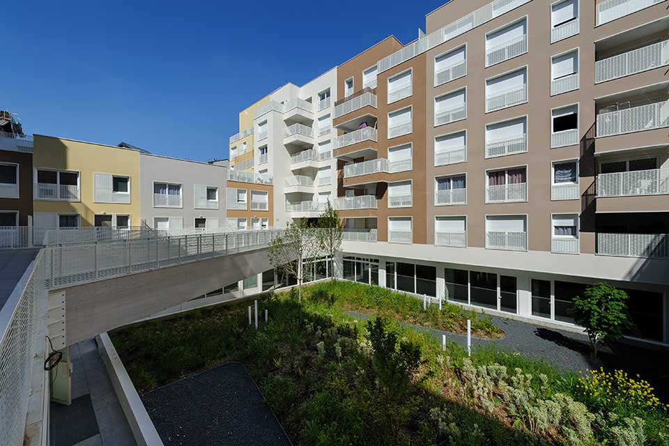 Programme immobilier neuf - Mosaïques à Ivry-sur-Seine (94) - Coeur d'ilot paysager - Lamotte