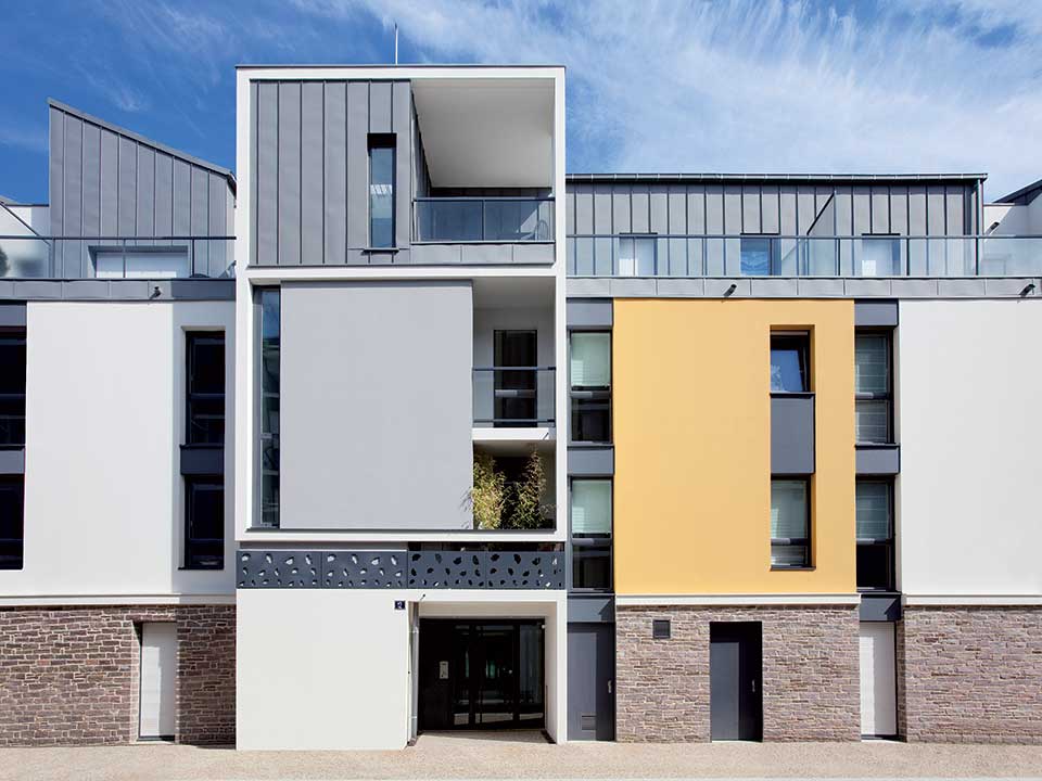 Programme immobilier neuf - Le Parnasse à Rennes (35) - Façade jaune - Lamotte