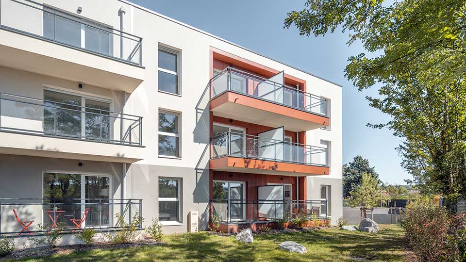 Résidence services seniors - Les Jardins de Bouthéon à Andrézieux-Bouthéon (42) - Arrière du bâtiment - Lamotte