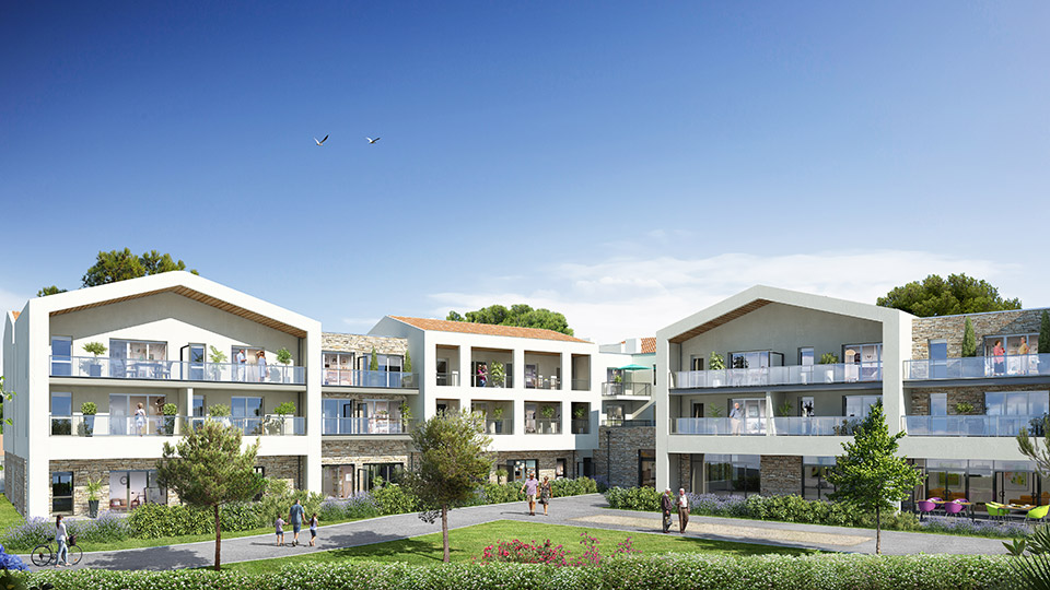 Résidence services seniors - Les Jardins de l'Océan à Brétignolles-sur-Mer (85) - Perspective - Lamotte
