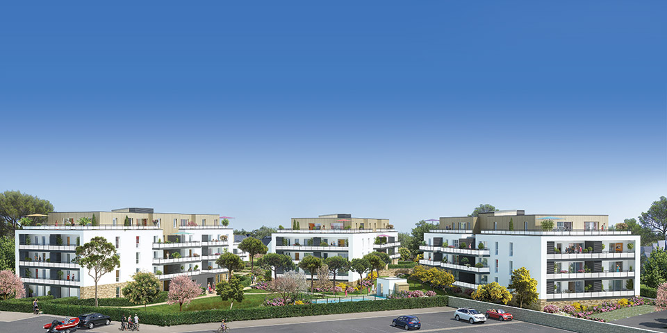 Programme immobilier neuf - Blue Baie à Arzon (56) - Panorama de la perspective - Lamotte