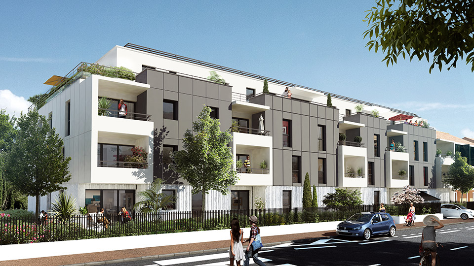 Programme immobilier neuf - Cours Alberi à Mérignac (33) - Perspective - Lamotte