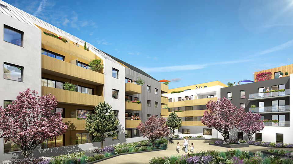 Programme immobilier neuf - Kallima, première tranche de Cours d'Allonville à Nantes (44) - Perspective - Lamotte
