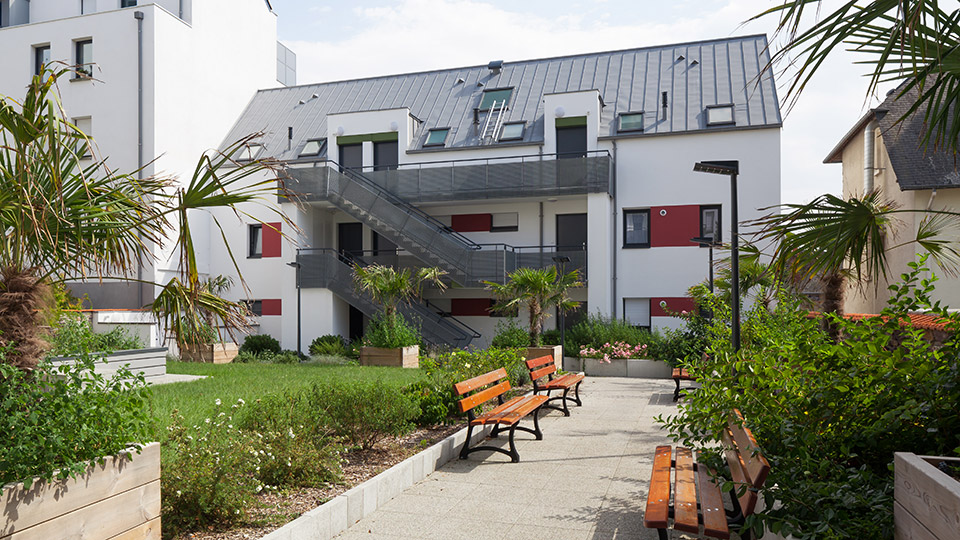 Programme immobilier neuf - 134 Maginot à Rennes (35) - Façade avec escalier extérieur - Lamotte