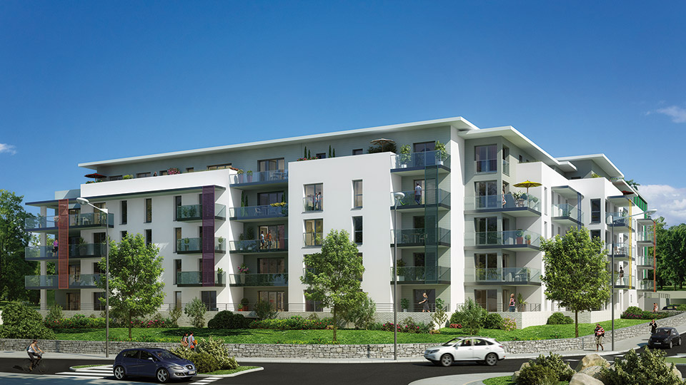 Programme immobilier neuf - Promenades Enchantées à Saint-Sébastien-sur-Loire (44) - Façade avec escalier extérieur - Lamotte