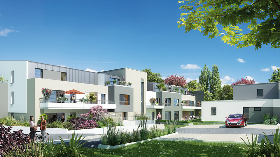 Programme immobilier neuf - Les Jardins d'Iris à Vannes (56) - Perspective - Lamotte