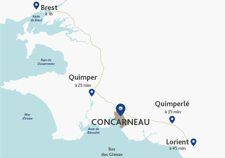 Programme immobilier neuf - Les Amarres à Concarneau (29) - Plan de situation - Lamotte