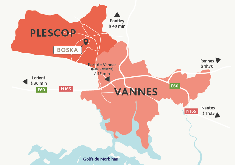 Programme immobilier neuf - Boska à Plescop (56) - Plan de situation - Lamotte