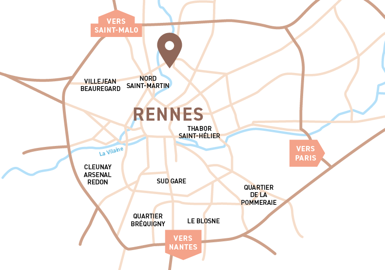 Programme immobilier neuf - FLÂNERIE SAINT-MARTIN à Rennes (35) - Plan de situation - Lamotte