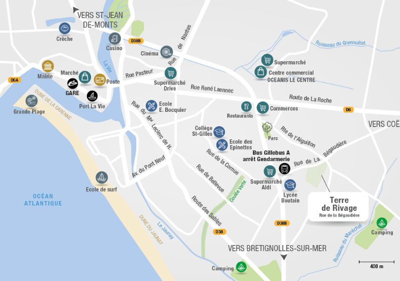 Terrain à construire - Terre de Rivage à Saint-Gilles-Croix-de-Vie (85) - Plan de situation - Lamotte Aménageur Lotisseur