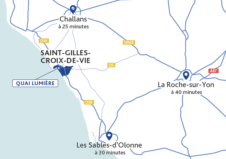 Programme immobilier neuf - Quai Lumière à Saint-Gilles-Croix-de-Vie (85) - Plan de situation - Lamotte