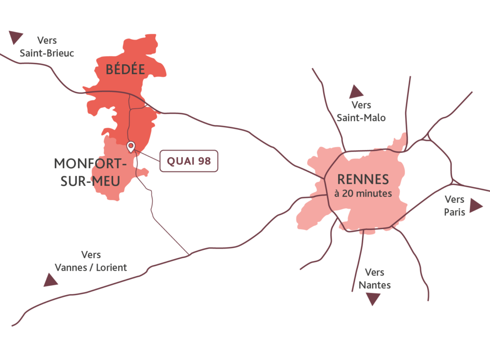 Programme immobilier neuf - QUAI 98 à Bédée (35) - Plan de situation - Lamotte