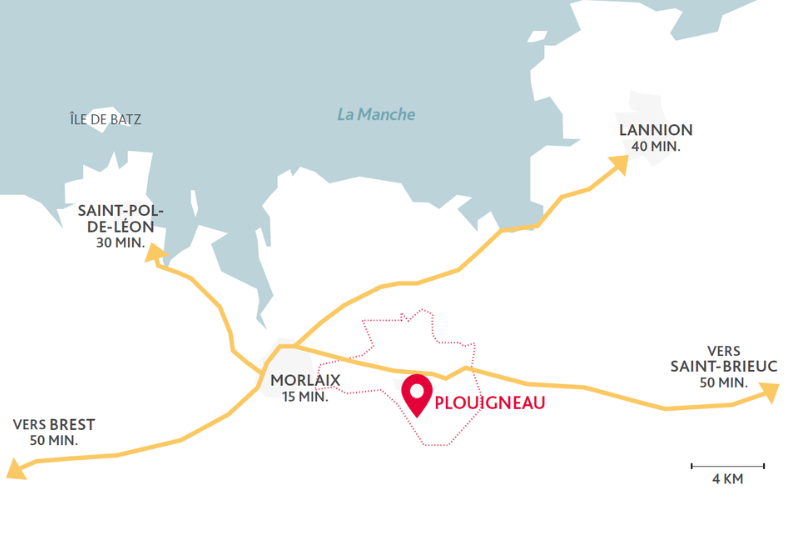 Terrain à bâtir - Allées des Écoliers à Plouigneau (29) - Plan de situation - Lamotte Aménageur Lotisseur