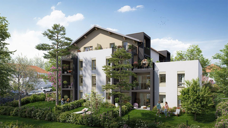 Programme immobilier neuf - Coeur La Vela à Cranves-Sales (74) - Perspective - Lamotte