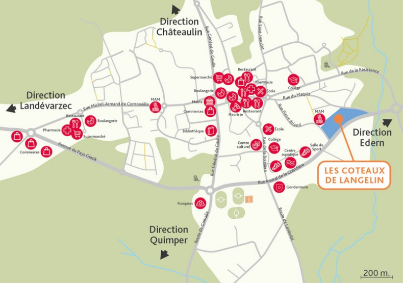 Terrain à bâtir - Les Coteaux de Langelin à Briec (29) - Plan de situation - Lamotte Aménageur Lotisseur