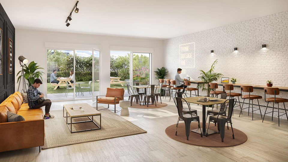 Résidence étudiante - Kleezi | Alma à Rennes (35) - Espace commun intérieur - Lamotte